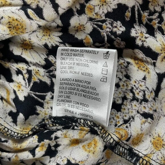 Patrons of Peace Yellow & Black Floral Tie Front Blouse – Size S - Picture 7 of 7